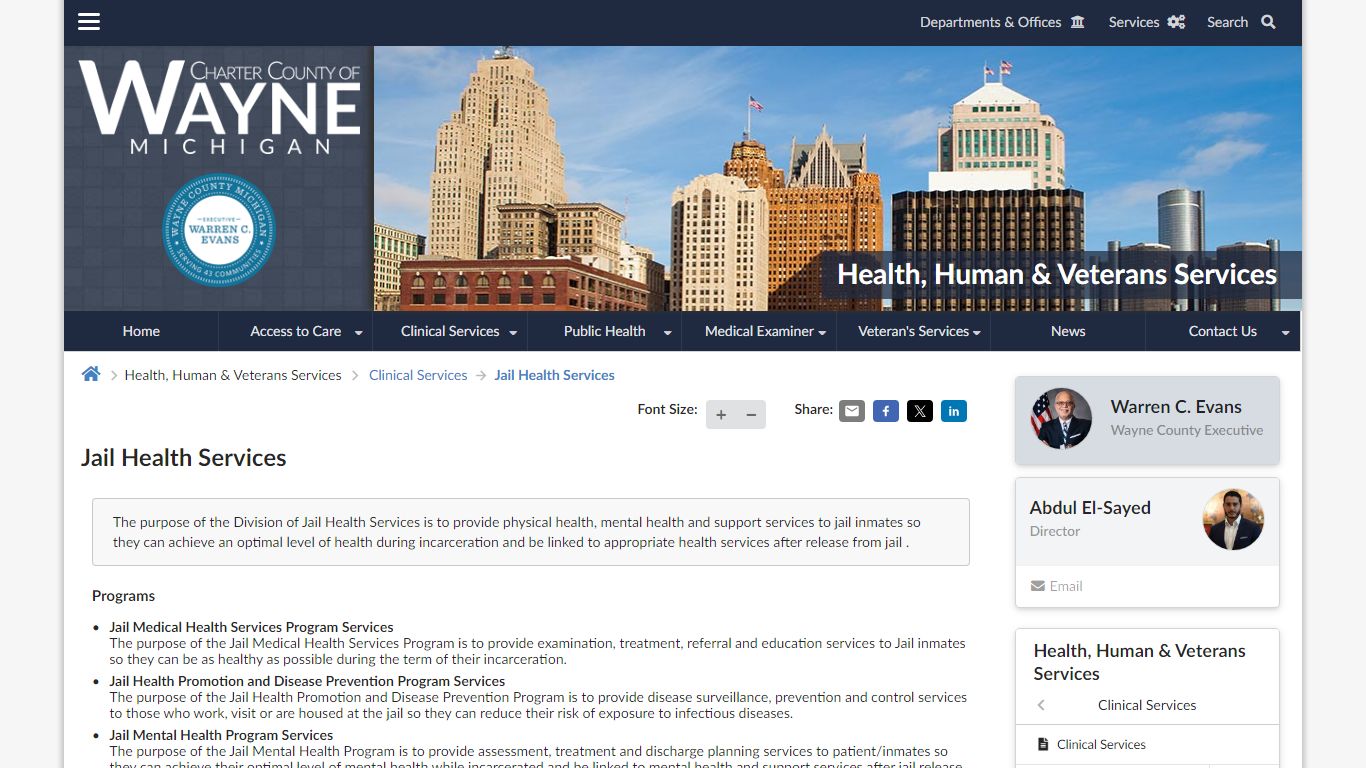 Jail Health Services | Health, Human & Veterans Services